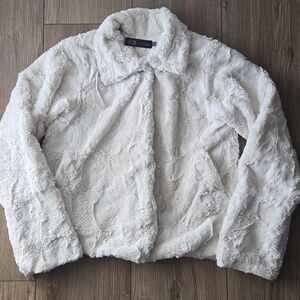 John Eshaya Faux Fur White Jacket